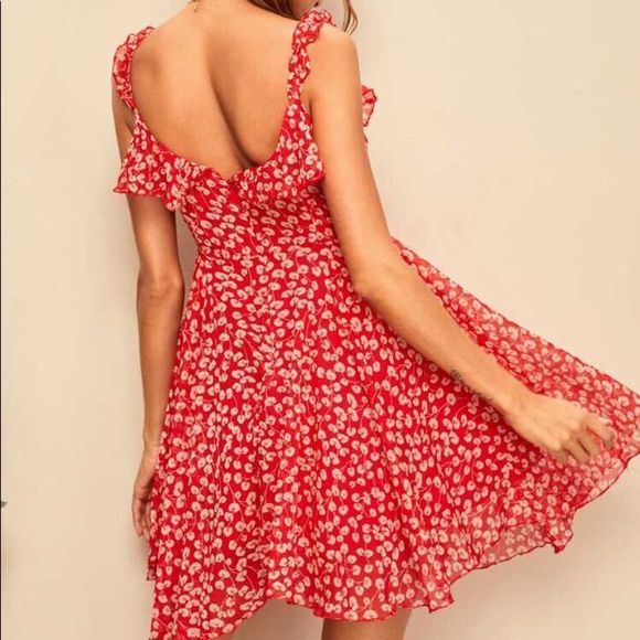 ✨HP✨Ditsy Floral Tie Neck Ruffle Trim Cami Dress✨ - Picture 4 of 8